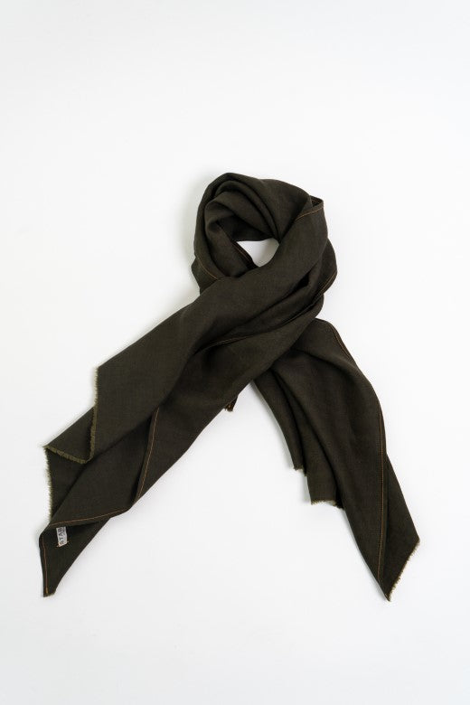The STABLE Irish Linen Scarf - Peat Green-Scarves & Shawls-STABLE of Ireland
