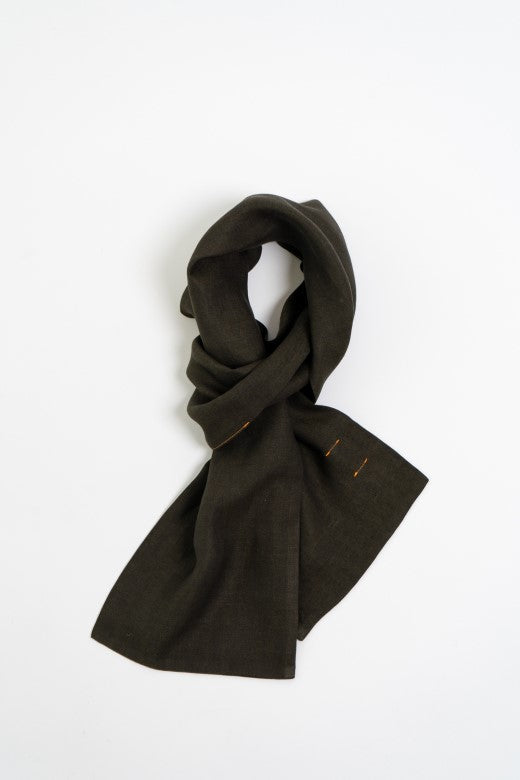 The STABLE Irish Linen Scarf - Peat Green-Scarves &amp; Shawls-STABLE of Ireland