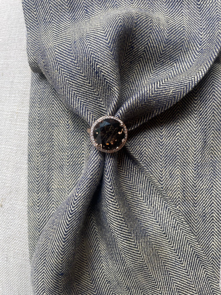 The Wicklow Bog Smokey Topaz Rose Gold Halo Ring-Jewelry-STABLE of Ireland