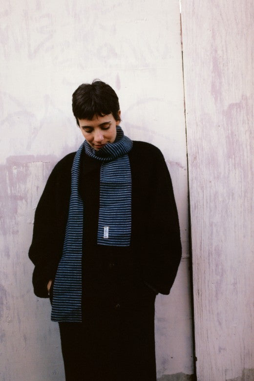 The STABLE Irish Linen Scarf - Navy Stripe