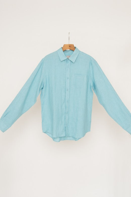 Turquoise Blue Irish Linen Shirt