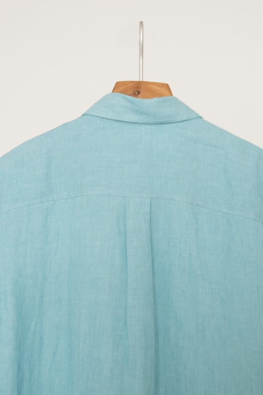 Turquoise Blue Irish Linen Shirt-Shirt-STABLE of Ireland