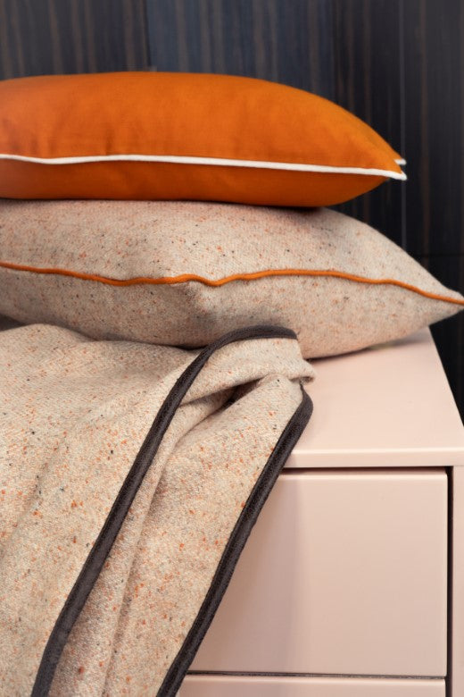 Warm Peach Pink Pressed Tweed Blanket-Blankets-STABLE of Ireland