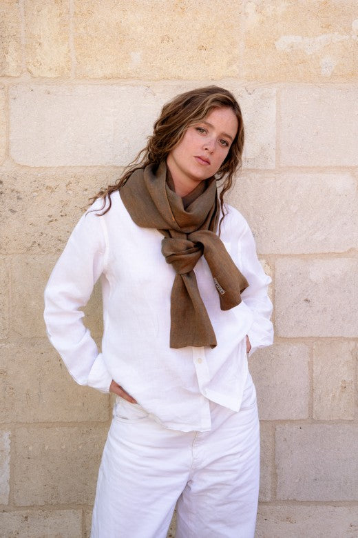 The STABLE Irish Linen Scarf - Warm Brown