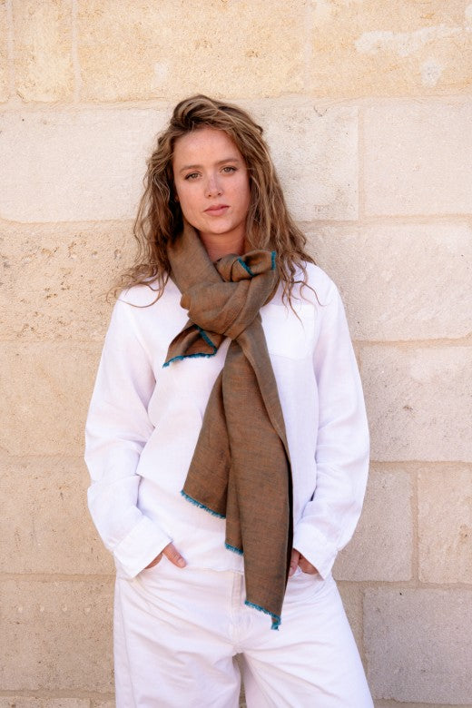 The STABLE Irish Linen Scarf - Warm Brown