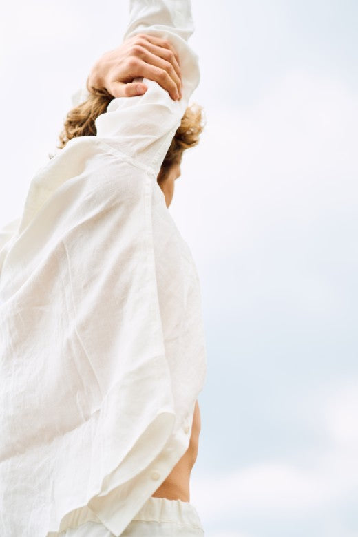 White Irish Linen Shirt-Shirt-STABLE of Ireland
