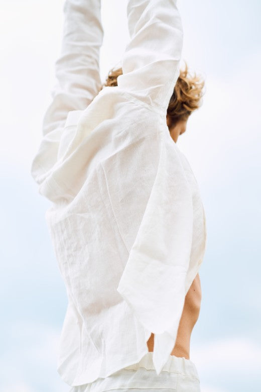 White Irish Linen Shirt-Shirt-STABLE of Ireland