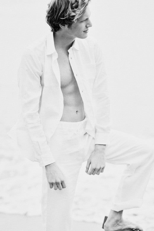 White Irish Linen Shirt-Shirt-STABLE of Ireland