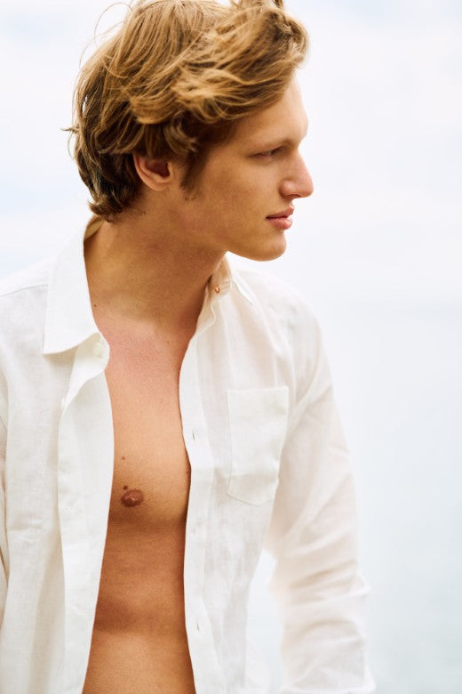 White Irish Linen Shirt-Shirt-STABLE of Ireland