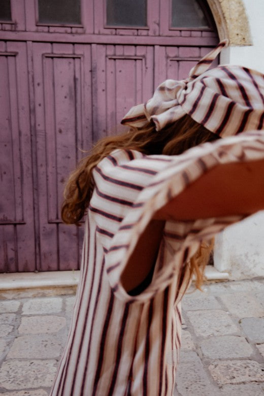 Stripe Irish Linen Kaftan Dress