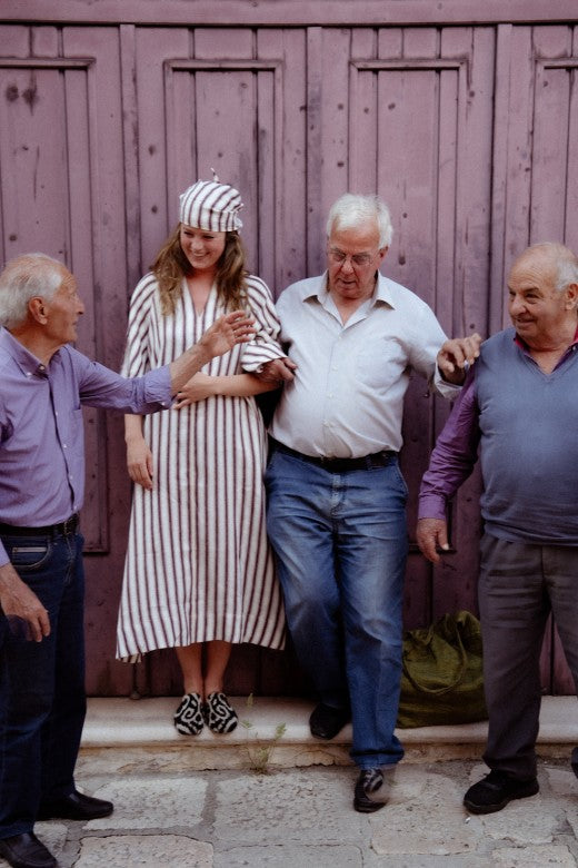 Stripe Irish Linen Kaftan Dress