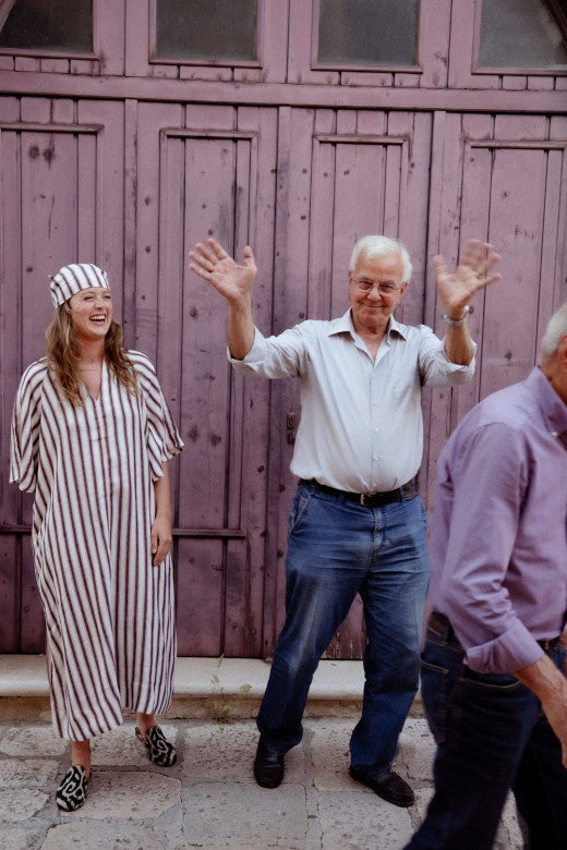Stripe Irish Linen Kaftan Dress