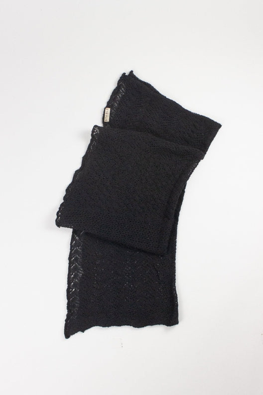 Black Knit Lace Alpaca Scarf-Scarves & Shawls-STABLE of Ireland