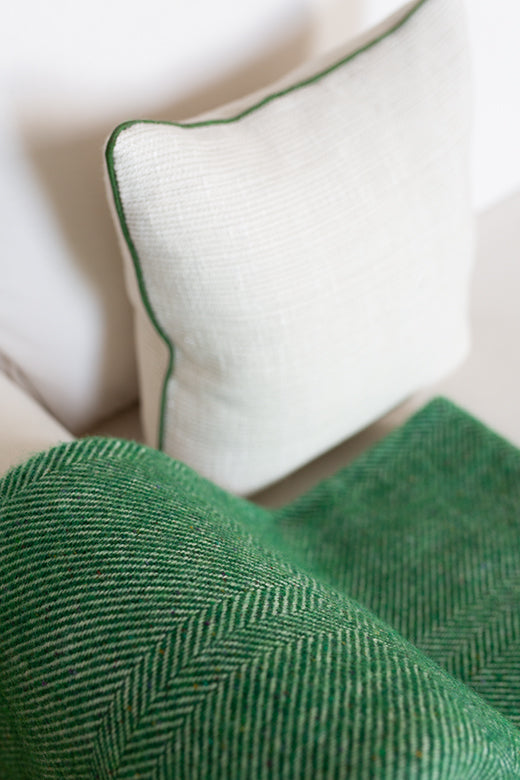 Bottle Green Jigsaw Handwoven Blanket-Blankets-STABLE of Ireland