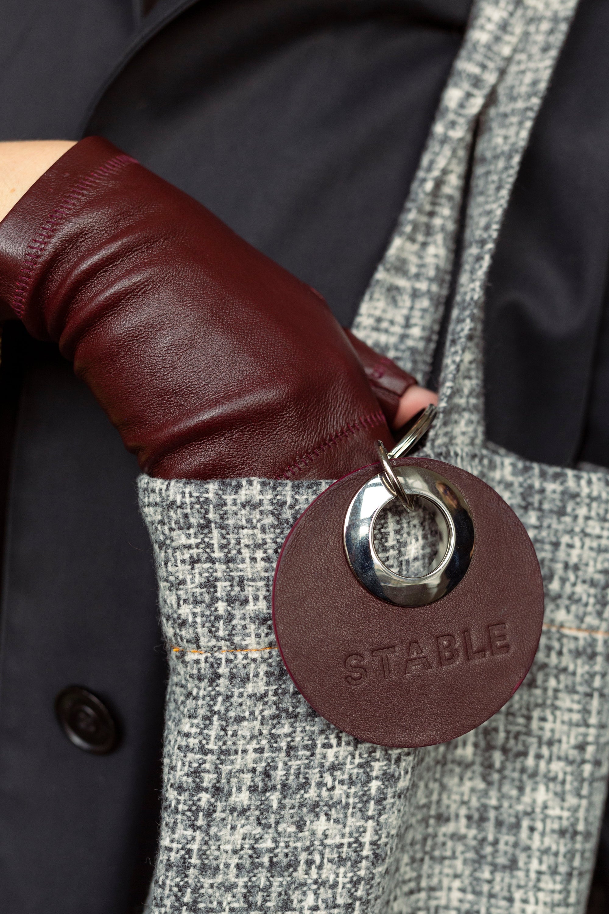 Burgundy Leather Key Ring-Accessories-STABLE of Ireland