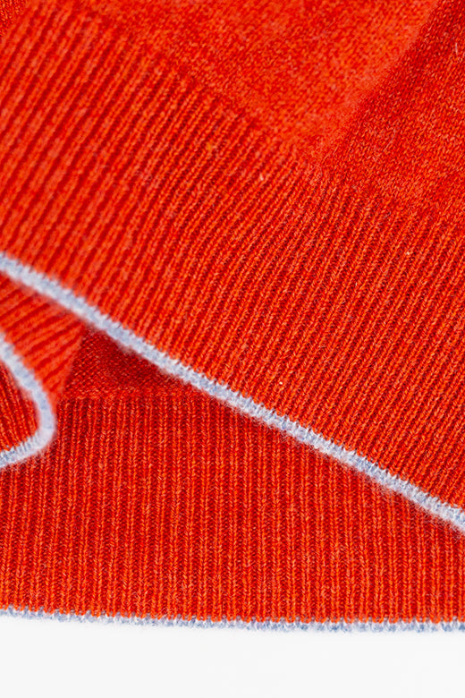 Burnt Orange Trim Cashmere Beanie-Hats-STABLE of Ireland