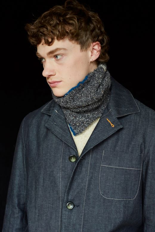 Charcoal Grey Snug with Klein Blue Trim-Scarves & Shawls-STABLE of Ireland