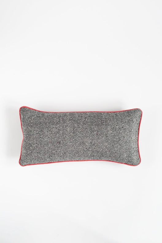 Charcoal Grey Tweed Cushion Piped in Coral Irish Linen-Chair & Sofa Cushions-STABLE of Ireland