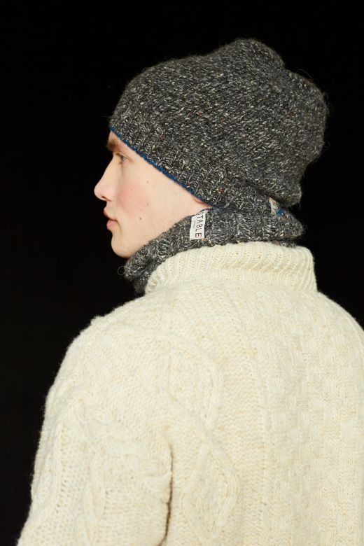 Charcoal Grey with Klein Blue Trim Merino Beanie-Hats-STABLE of Ireland