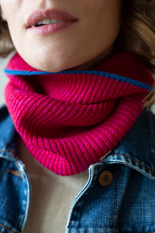 Cherry Pink Trim Cashmere Snug-Hats-STABLE of Ireland
