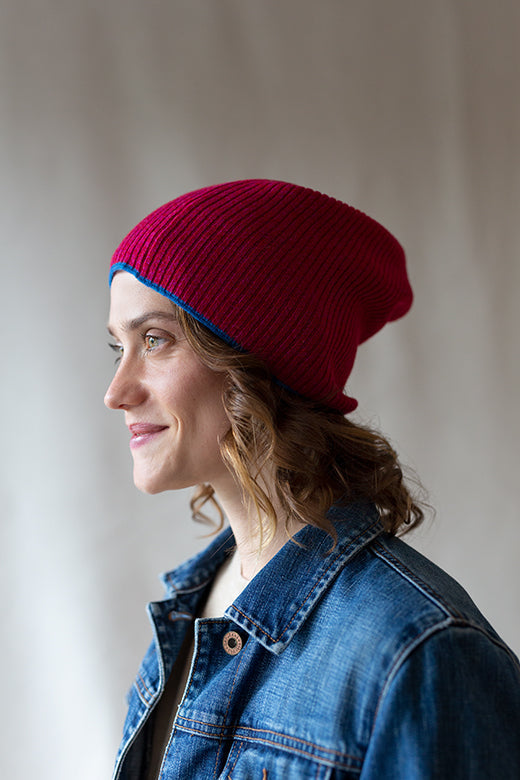 Cherry Pink Trim Cashmere Snug-Hats-STABLE of Ireland