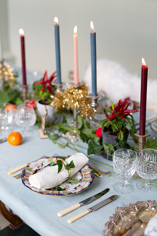 Duck Egg Blue Irish Linen Tablecloth-Table Linens-STABLE of Ireland