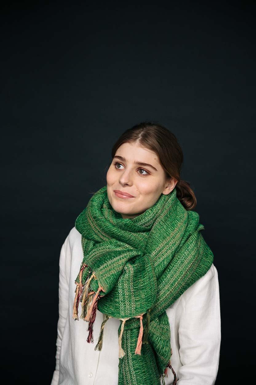 Emerald Green Handwoven Crios Wrap Scarf-Scarves &amp; Shawls-STABLE of Ireland