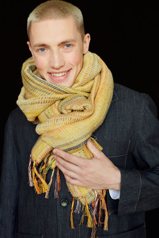 Gold Handwoven Crios Wrap Scarf-Scarves & Shawls-STABLE of Ireland