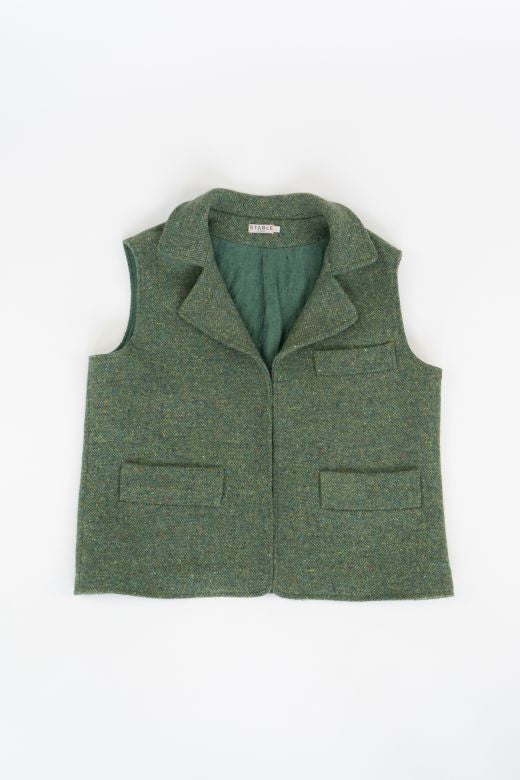 Green Irish Tweed Gilet-Clothing-STABLE of Ireland