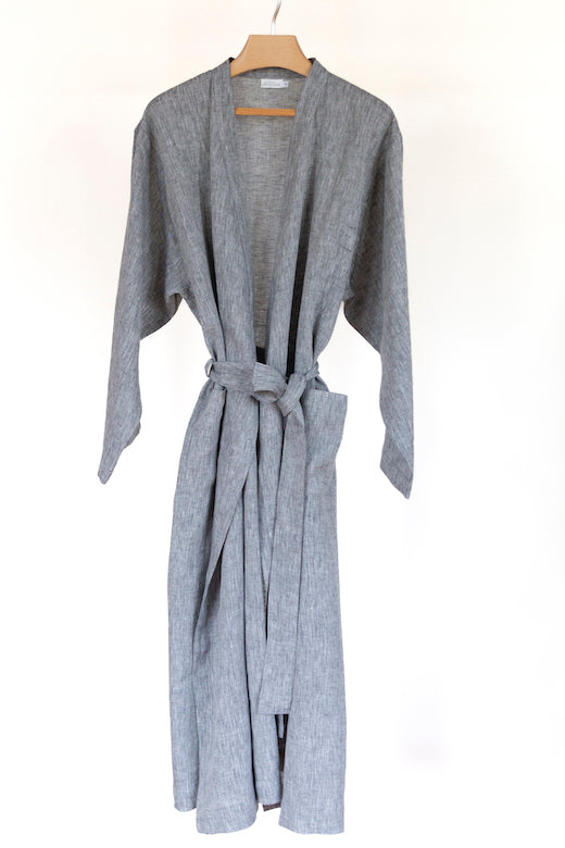Grey Irish Linen Robe-Robe-STABLE of Ireland