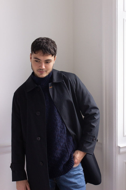 Ink Black Mack Coat for Men-Coats & Jackets-STABLE of Ireland