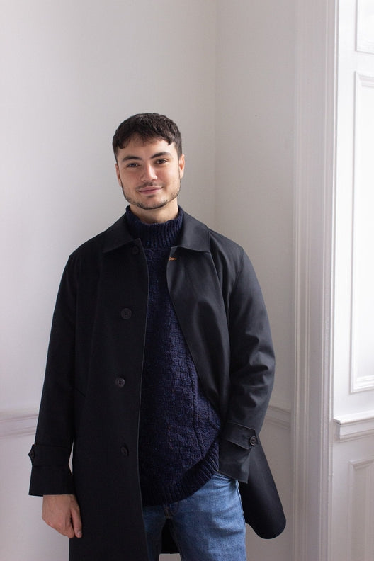Ink Black Mack Coat for Men-Coats & Jackets-STABLE of Ireland