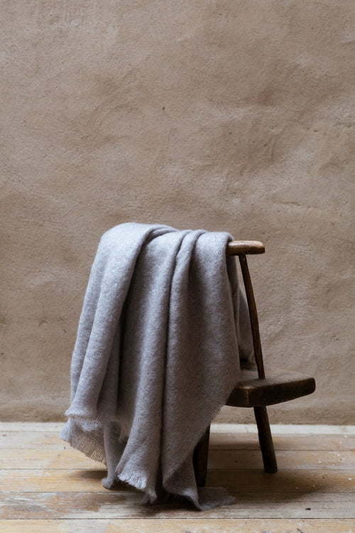 Light Grey Mohair Blanket-Blankets-STABLE of Ireland