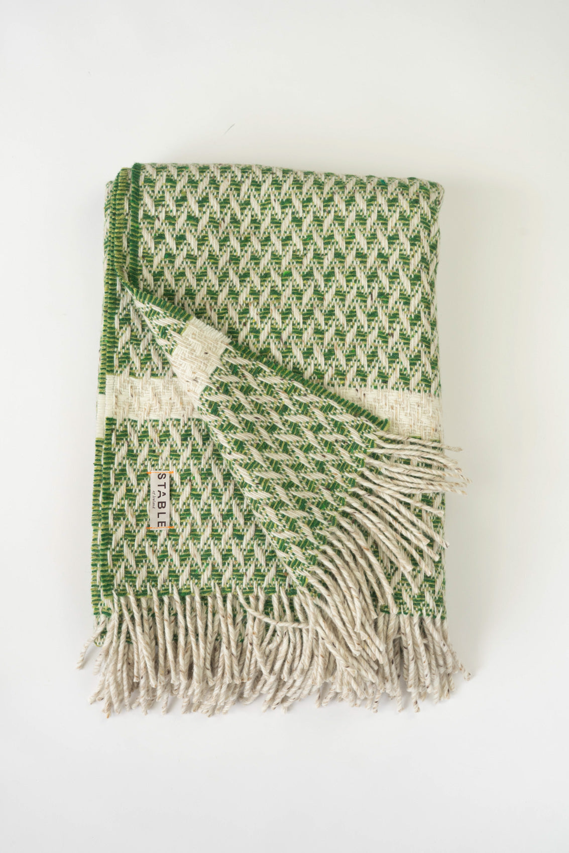 Light Moss Green Wicker Blanket-Blankets-STABLE of Ireland