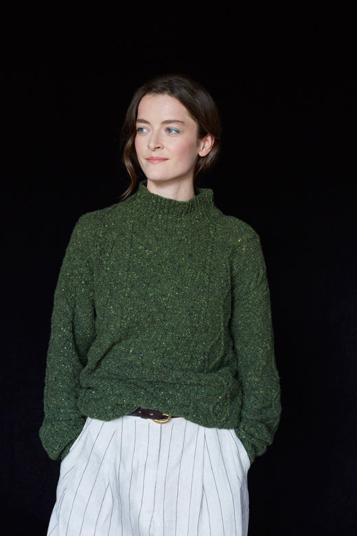 Moss Green Donegal Aran Jumper-Jumper-STABLE of Ireland