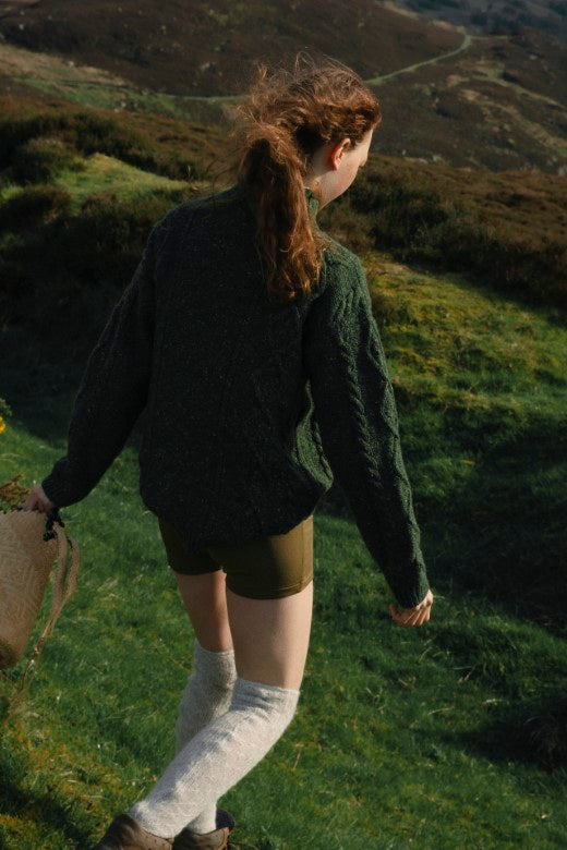 Moss Green Donegal Aran Jumper-Jumper-STABLE of Ireland