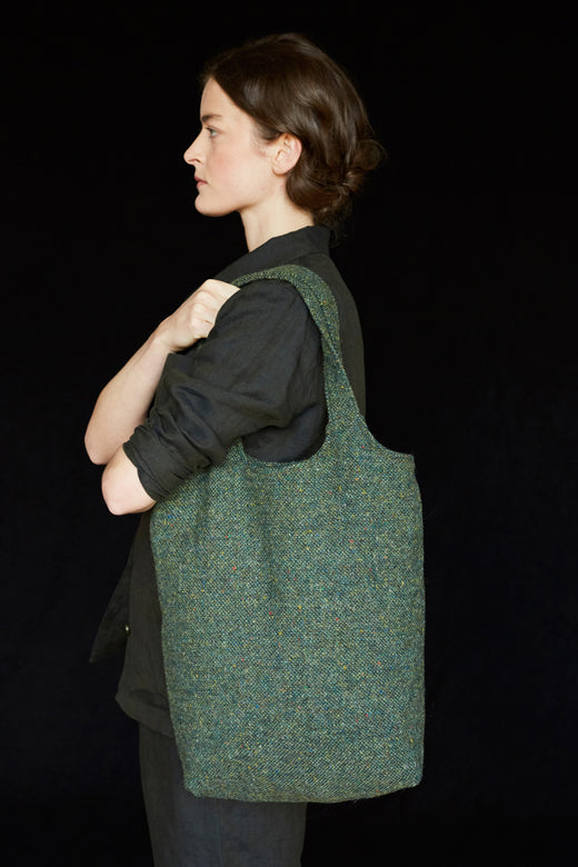 Moss Green Tweed Tote Bag-Shopping Totes-STABLE of Ireland