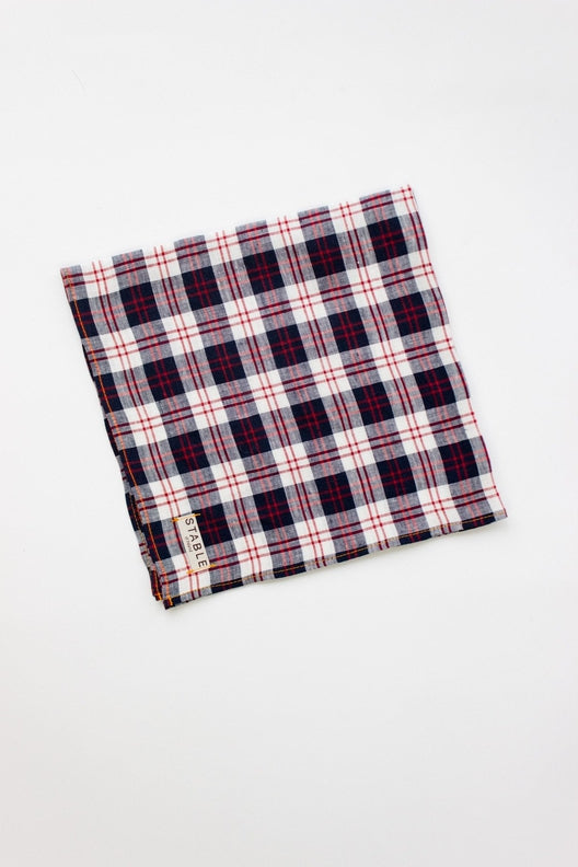 Navy Check Polly Headscarf/Neck Scarf-Scarves & Shawls-STABLE of Ireland