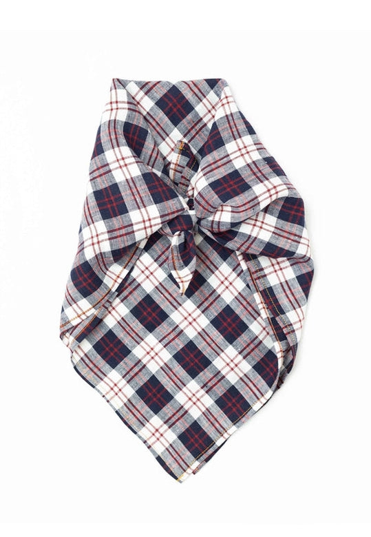 Navy Check Polly Headscarf/Neck Scarf-Scarves & Shawls-STABLE of Ireland