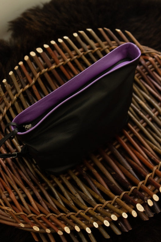 Purple Leather Pouch-Handbags, Wallets & Cases-STABLE of Ireland