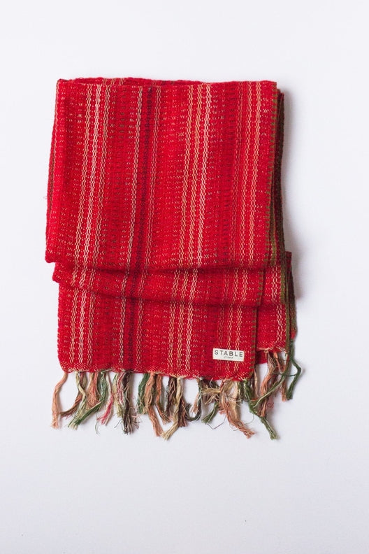 Rich Berry Red Handwoven Crios Wrap Scarf-Scarves &amp; Shawls-STABLE of Ireland