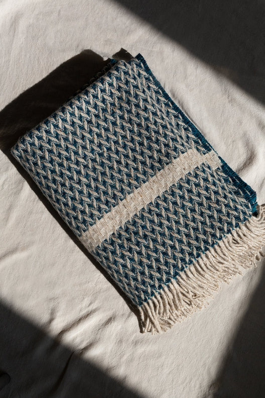 Teal Wicker Blanket-Blankets-STABLE of Ireland