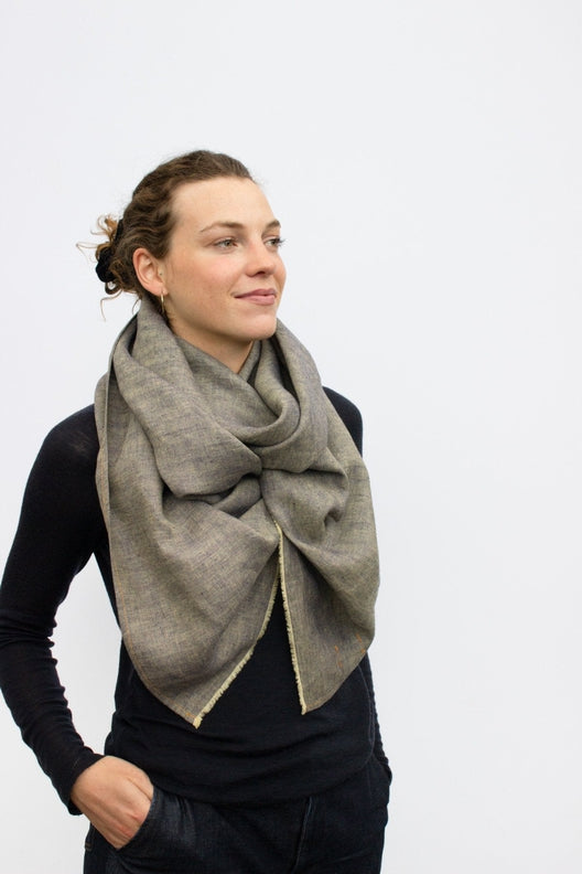 The STABLE Irish Linen Scarf - Ginger Herringbone-Scarves & Shawls-STABLE of Ireland