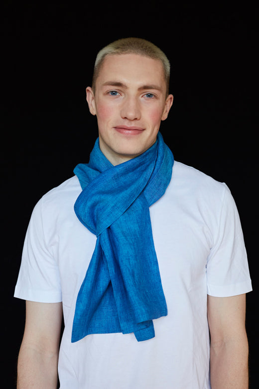 The STABLE Irish Linen Scarf - Marine Blue-Scarves & Shawls-STABLE of Ireland
