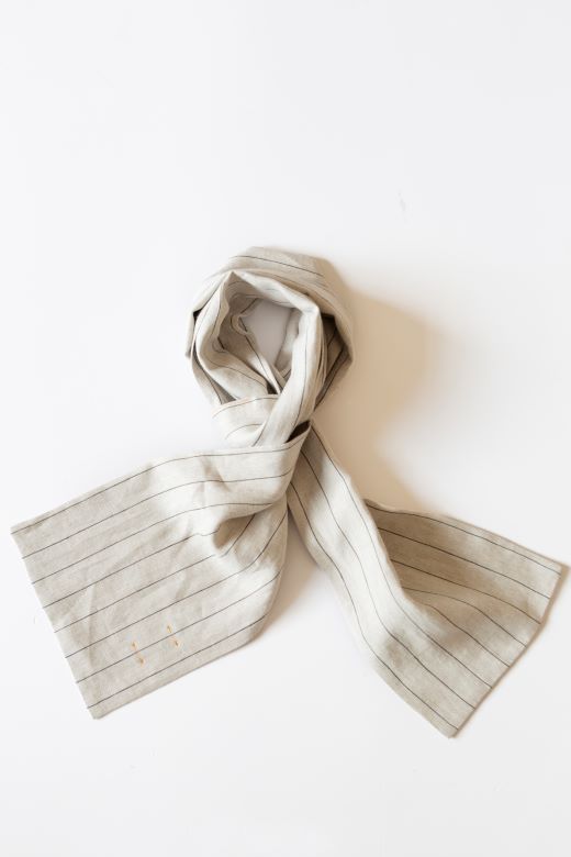 The STABLE Irish Linen Scarf - Natural Stripe-Scarves & Shawls-STABLE of Ireland