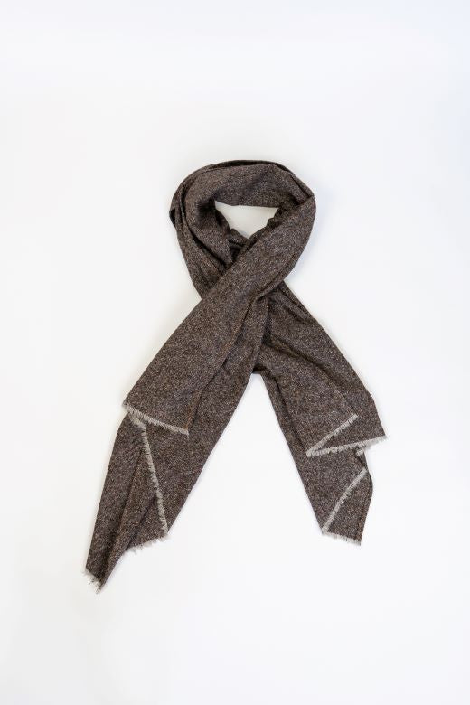 Turf Snowstorm Irish Tweed Scarf-Scarves & Shawls-STABLE of Ireland