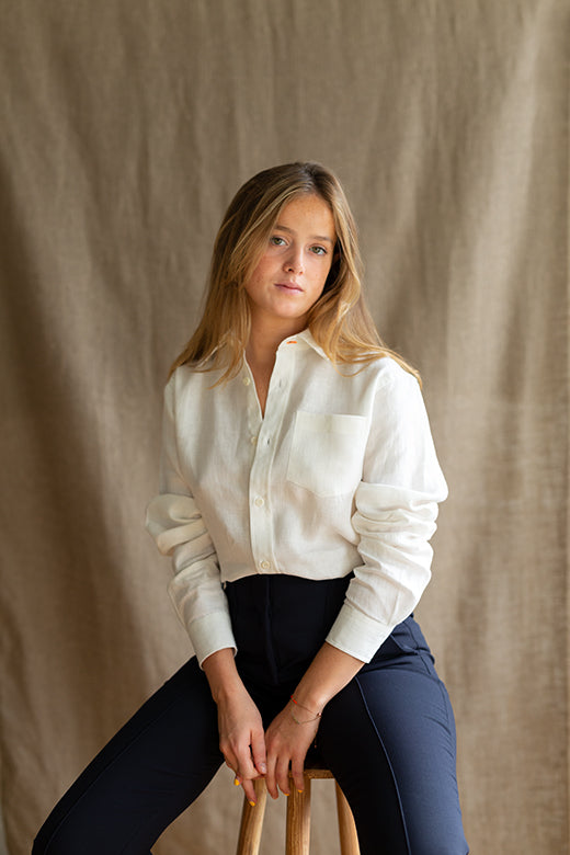 White Irish Linen Shirt M-F VARIANT TEST-Shirt-STABLE of Ireland