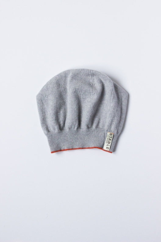 Grey Trim Cashmere Beanie-Hats-STABLE of Ireland