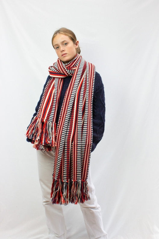 Red & Blue Long Island Scarf-Scarves & Shawls-STABLE of Ireland