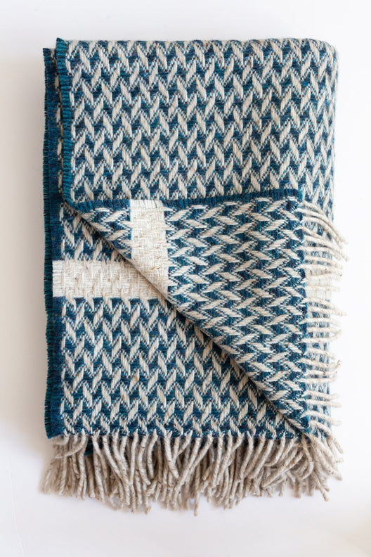 Teal Wicker Blanket-Blankets-STABLE of Ireland